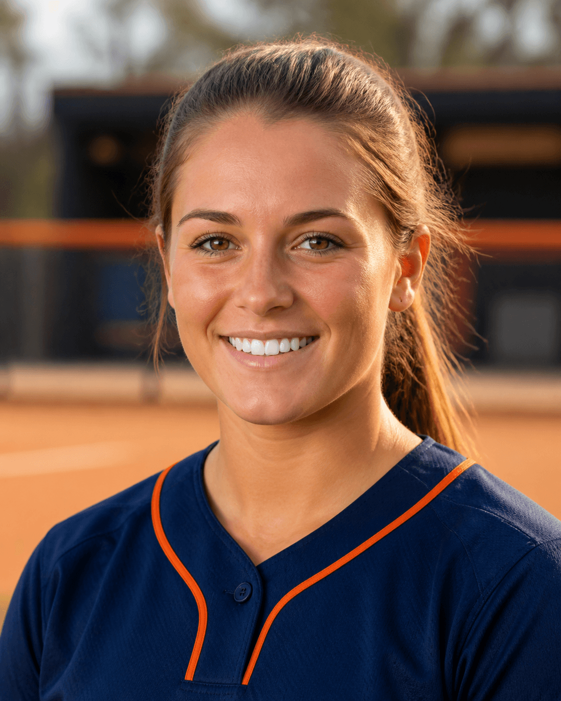 Illustrative college-aged softball player headshot