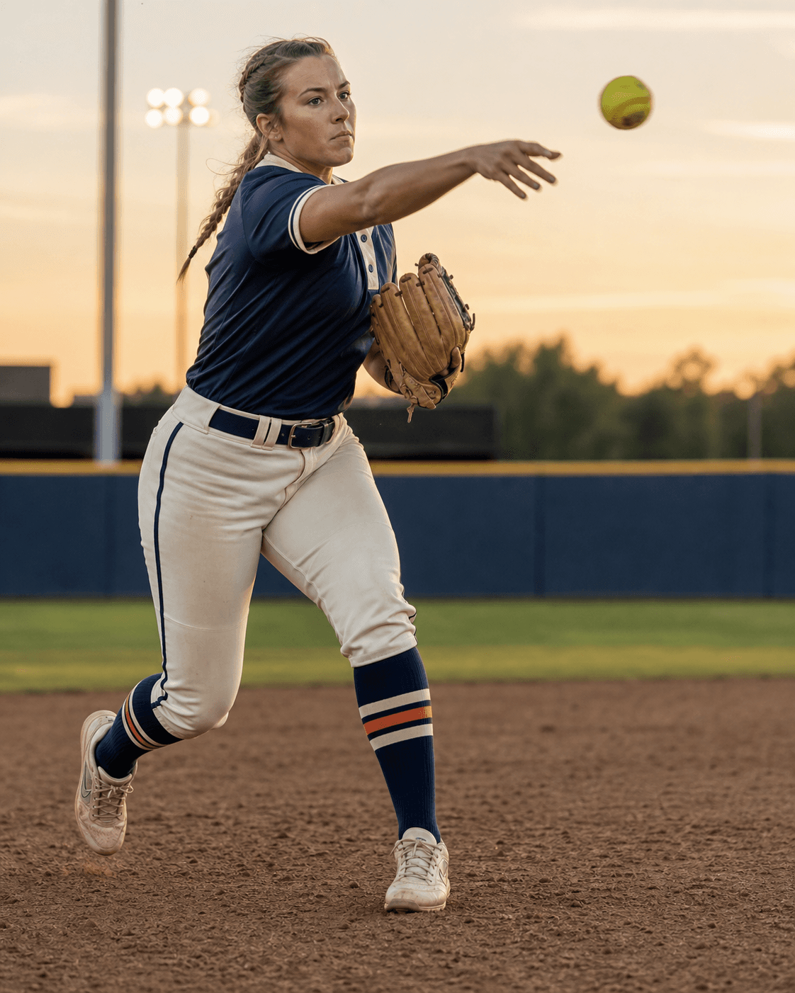 Adult softball infielder making an overhand throw